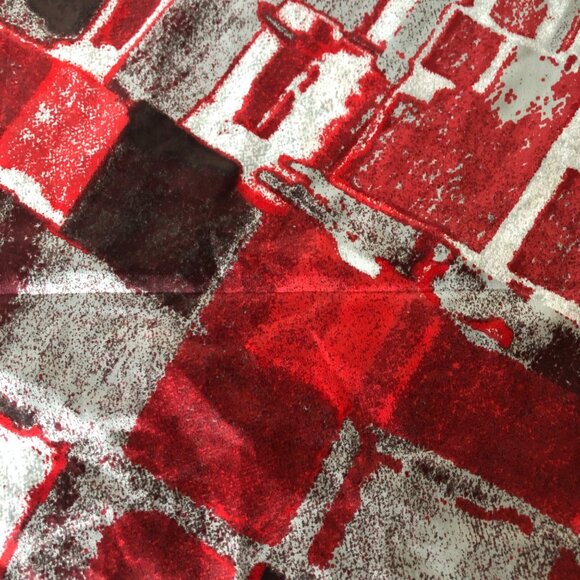 Anne Klein Abstract Red Gray Polyester Scarf Wrap Career Contemporary Modern - Picture 5 of 6